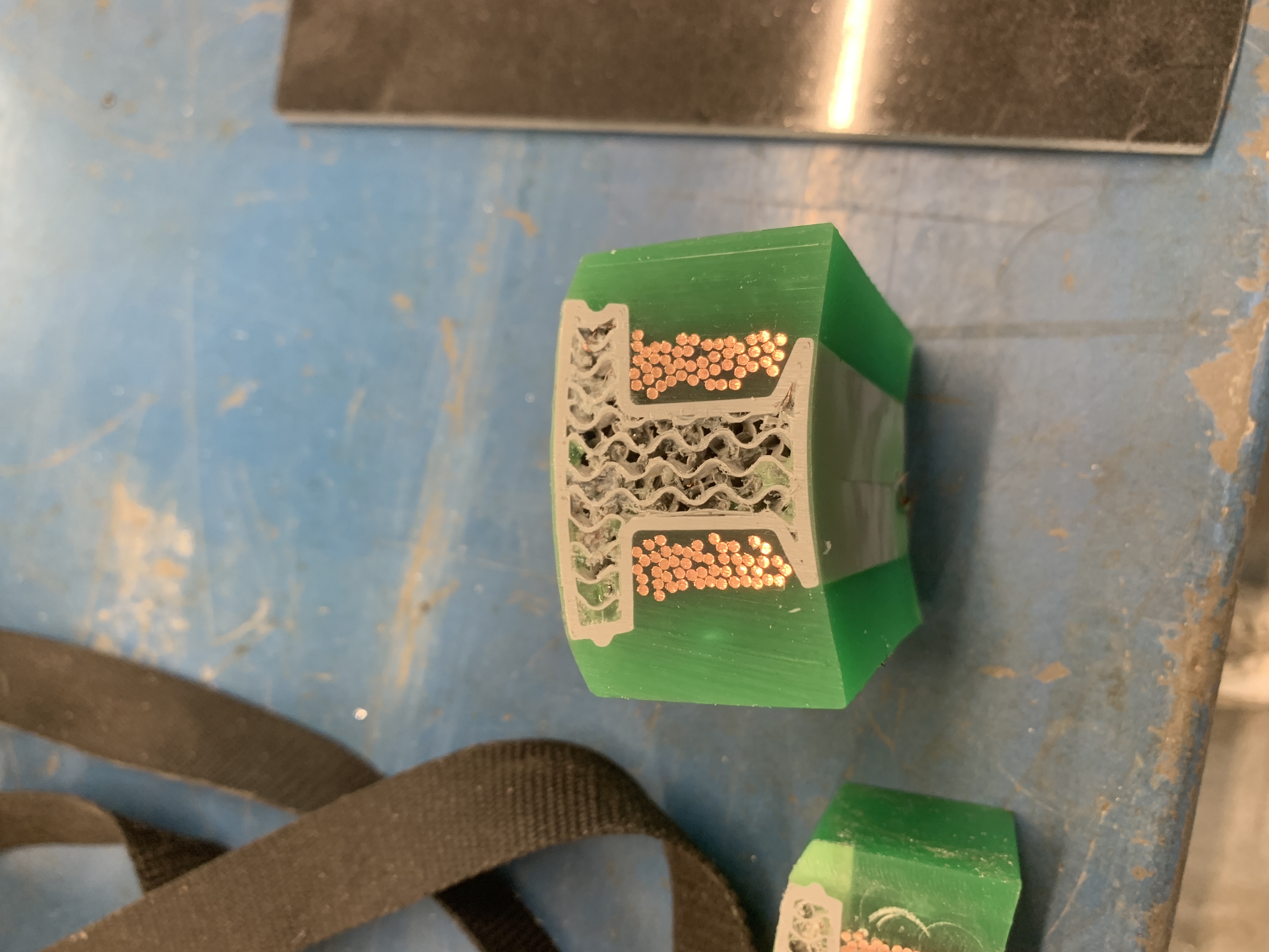 Early cross-section test used during potting development